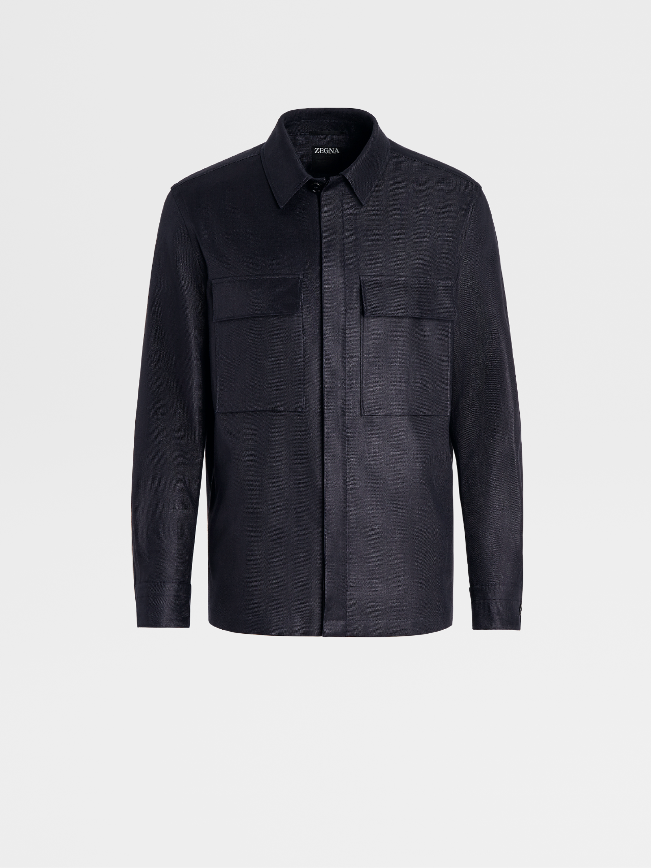 Overshirt in Puro Lino Blu Navy
